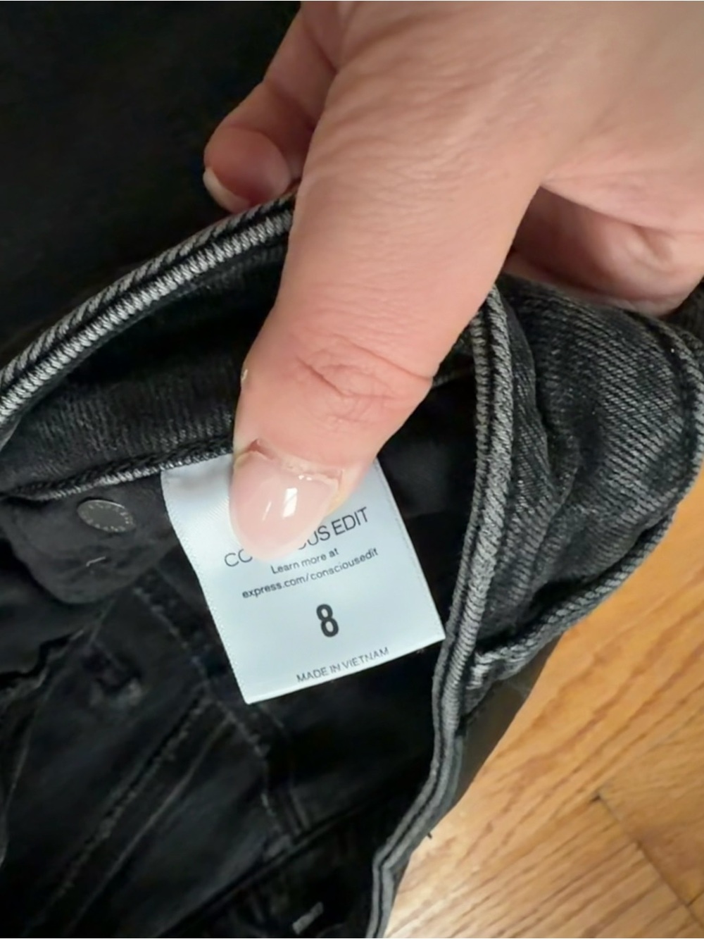 Express Black Denim Maxi Skirt with Front Slit - Picture 3 of 3
